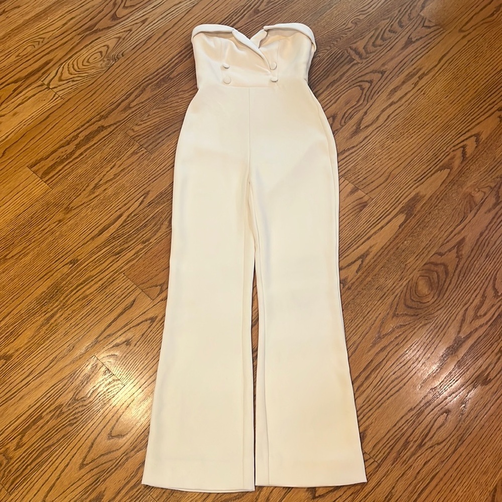 L'Academie Cream Strapless Jumpsuit